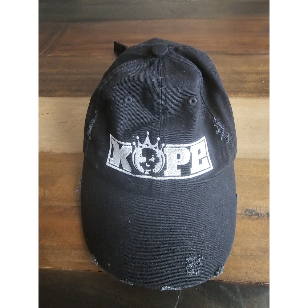 Kream of the Planet Earth KOPE Black Distressed Skull Baseball Cap
